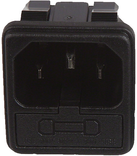 Kaltgeräte-Einbaustecker C14 zum einrasten