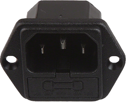 Fitted plug C14 with screw holes